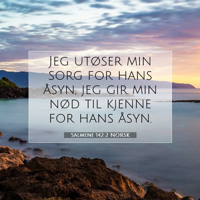 Picture 07 - Salmene 142:2 NORSK - Jeg utøser min sorg for hans åsyn, jeg gir min - Bible Verse Picture