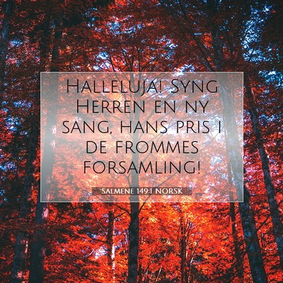 Picture 07 - Salmene 149:1 NORSK - Halleluja! Syng Herren en ny sang, hans pris i de - Bible Verse Picture