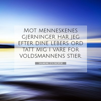 Picture 07 - Salmene 17:4 NORSK - Mot menneskenes gjerninger har jeg efter dine - Bible Verse Picture