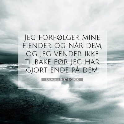 Picture 07 - Salmene 18:37 NORSK - Jeg forfølger mine fiender og når dem, og jeg - Bible Verse Picture