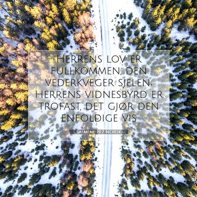 Picture 07 - Salmene 19:7 NORSK - Herrens lov er fullkommen, den vederkveger - Bible Verse Picture