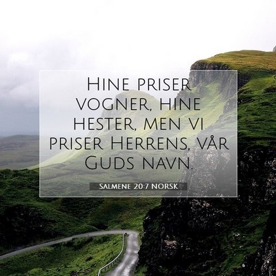 Picture 07 - Salmene 20:7 NORSK - Hine priser vogner, hine hester, men vi priser - Bible Verse Picture