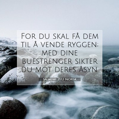 Picture 07 - Salmene 21:12 NORSK - For du skal få dem til å vende ryggen; med dine - Bible Verse Picture