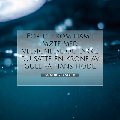 Picture 07 - Salmene 21:3 NORSK - For du kom ham i møte med velsignelse og lykke, - Bible Verse Picture