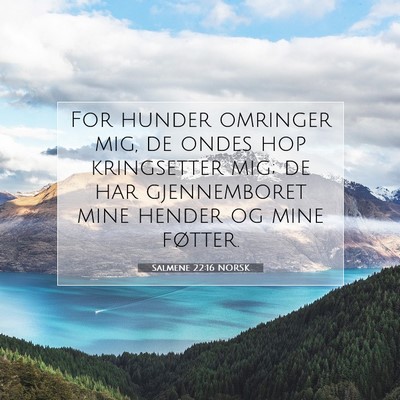 Picture 07 - Salmene 22:16 NORSK - For hunder omringer mig, de ondes hop kringsetter - Bible Verse Picture
