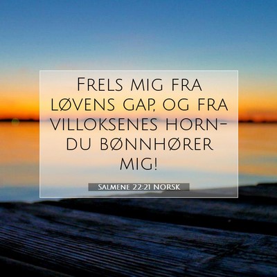 Picture 07 - Salmene 22:21 NORSK - Frels mig fra løvens gap, og fra villoksenes - Bible Verse Picture