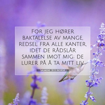 Picture 07 - Salmene 31:13 NORSK - For jeg hører baktalelse av mange, redsel fra - Bible Verse Picture