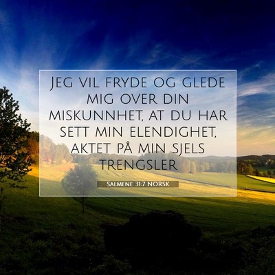 Picture 07 - Salmene 31:7 NORSK - Jeg vil fryde og glede mig over din miskunnhet, - Bible Verse Picture