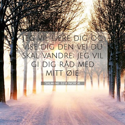 Picture 07 - Salmene 32:8 NORSK - Jeg vil lære dig og vise dig den vei du skal - Bible Verse Picture