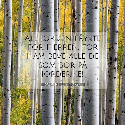 Picture 07 - Salmene 33:8 NORSK - All jorden frykte for Herren, for ham beve alle - Bible Verse Picture