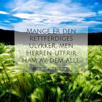 Picture 07 - Salmene 34:19 NORSK - Mange er den rettferdiges ulykker, men Herren - Bible Verse Picture