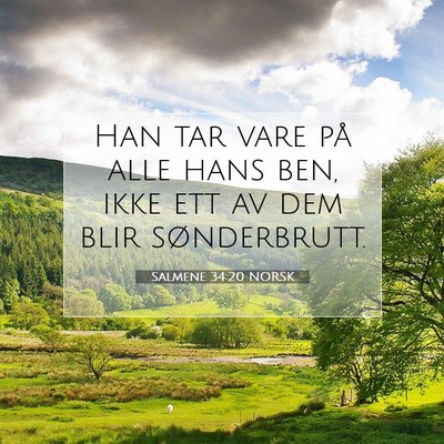 Picture 07 - Salmene 34:20 NORSK - Han tar vare på alle hans ben, ikke ett av dem - Bible Verse Picture