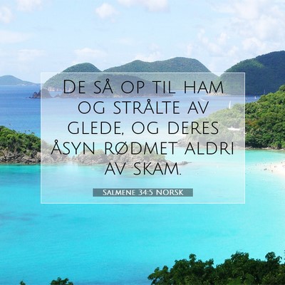 Picture 07 - Salmene 34:5 NORSK - De så op til ham og strålte av glede, og deres - Bible Verse Picture