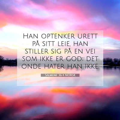 Picture 07 - Salmene 36:4 NORSK - Han optenker urett på sitt leie, han stiller sig - Bible Verse Picture