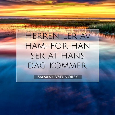 Picture 07 - Salmene 37:13 NORSK - Herren ler av ham; for han ser at hans dag - Bible Verse Picture