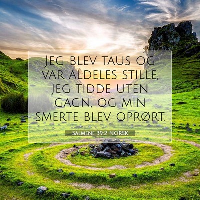 Picture 07 - Salmene 39:2 NORSK - Jeg blev taus og var aldeles stille, jeg tidde - Bible Verse Picture