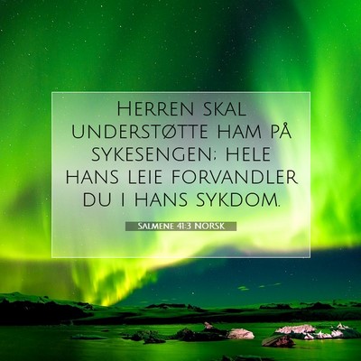 Picture 07 - Salmene 41:3 NORSK - Herren skal understøtte ham på sykesengen; hele - Bible Verse Picture