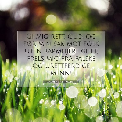 Picture 07 - Salmene 43:1 NORSK - Gi mig rett, Gud, og før min sak mot folk uten - Bible Verse Picture