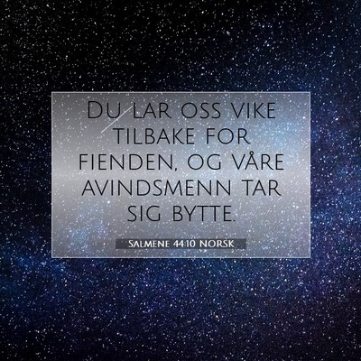 Picture 07 - Salmene 44:10 NORSK - Du lar oss vike tilbake for fienden, og våre - Bible Verse Picture
