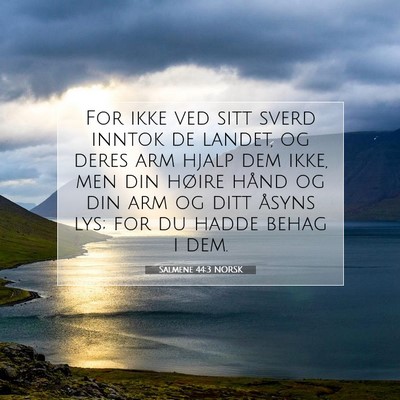 Picture 07 - Salmene 44:3 NORSK - For ikke ved sitt sverd inntok de landet, og - Bible Verse Picture
