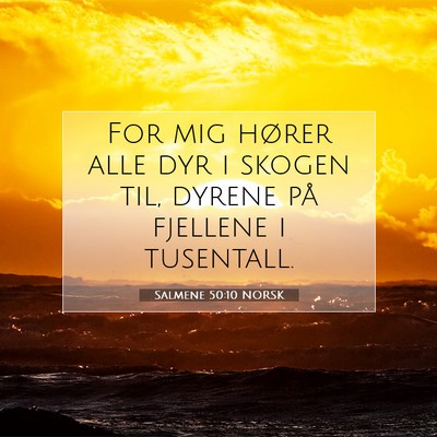 Picture 07 - Salmene 50:10 NORSK - For mig hører alle dyr i skogen til, dyrene på - Bible Verse Picture