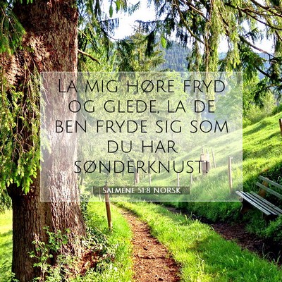 Picture 07 - Salmene 51:8 NORSK - La mig høre fryd og glede, la de ben fryde sig - Bible Verse Picture