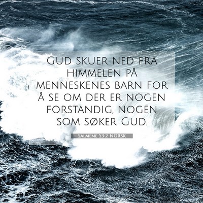 Picture 07 - Salmene 53:2 NORSK - Gud skuer ned fra himmelen på menneskenes barn - Bible Verse Picture