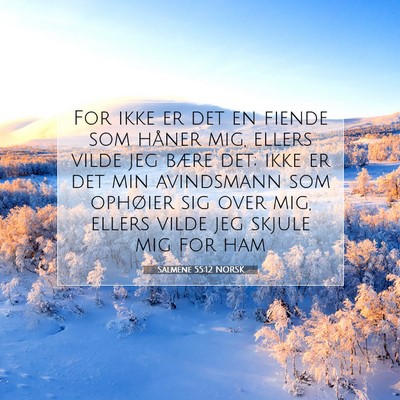 Picture 07 - Salmene 55:12 NORSK - For ikke er det en fiende som håner mig, ellers - Bible Verse Picture