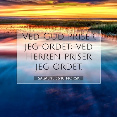 Picture 07 - Salmene 56:10 NORSK - Ved Gud priser jeg ordet; ved Herren priser jeg - Bible Verse Picture