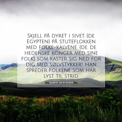 Picture 07 - Salmene 68:30 NORSK - Skjell på dyret i sivet, {de. Egypten} på - Bible Verse Picture