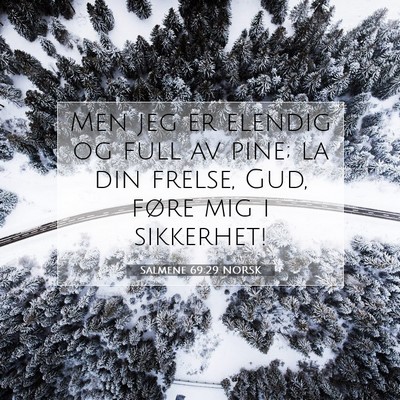 Picture 07 - Salmene 69:29 NORSK - Men jeg er elendig og full av pine; la din - Bible Verse Picture