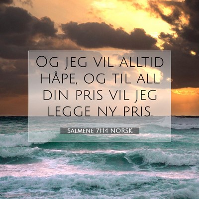 Picture 07 - Salmene 71:14 NORSK - Og jeg vil alltid håpe, og til all din pris vil - Bible Verse Picture