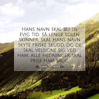 Picture 07 - Salmene 72:17 NORSK - Hans navn skal bli til evig tid; så lenge solen - Bible Verse Picture