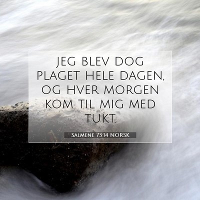 Picture 07 - Salmene 73:14 NORSK - jeg blev dog plaget hele dagen, og hver morgen - Bible Verse Picture