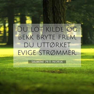 Picture 07 - Salmene 74:15 NORSK - Du lot kilde og bekk bryte frem, du uttørket - Bible Verse Picture