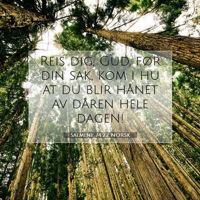 Picture 07 - Salmene 74:22 NORSK - Reis dig, Gud, før din sak, kom i hu at du blir - Bible Verse Picture
