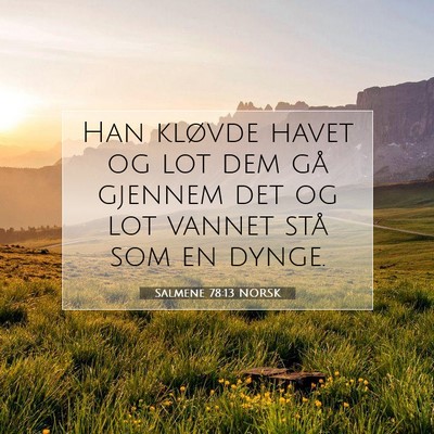 Picture 07 - Salmene 78:13 NORSK - Han kløvde havet og lot dem gå gjennem det og - Bible Verse Picture
