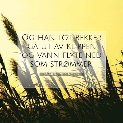 Picture 07 - Salmene 78:16 NORSK - Og han lot bekker gå ut av klippen og vann flyte - Bible Verse Picture