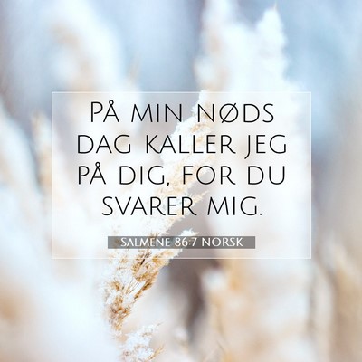 Picture 07 - Salmene 86:7 NORSK - På min nøds dag kaller jeg på dig, for du - Bible Verse Picture