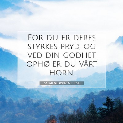 Picture 07 - Salmene 89:17 NORSK - For du er deres styrkes pryd, og ved din godhet - Bible Verse Picture