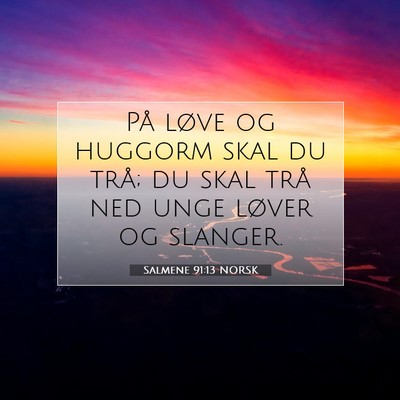 Picture 07 - Salmene 91:13 NORSK - På løve og huggorm skal du trå; du skal trå - Bible Verse Picture
