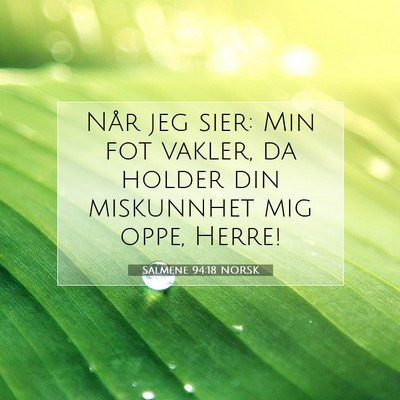 Picture 07 - Salmene 94:18 NORSK - Når jeg sier: Min fot vakler, da holder din - Bible Verse Picture