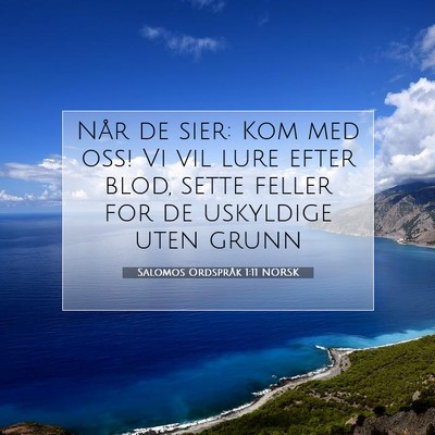 Picture 07 - Salomos Ordspråk 1:11 NORSK - Når de sier: Kom med oss! Vi vil lure efter - Bible Verse Picture