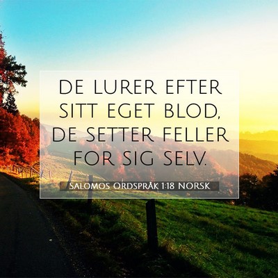 Picture 07 - Salomos Ordspråk 1:18 NORSK - de lurer efter sitt eget blod, de setter feller - Bible Verse Picture