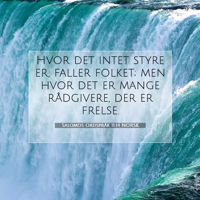 Picture 07 - Salomos Ordspråk 11:14 NORSK - Hvor det intet styre er, faller folket; men hvor - Bible Verse Picture