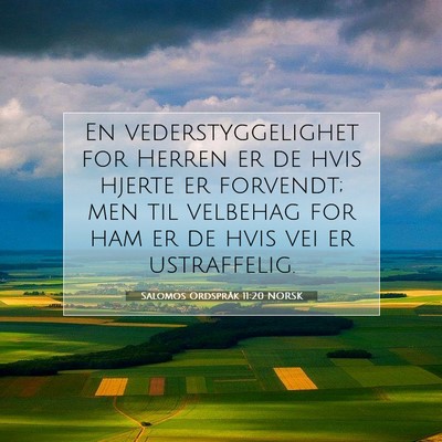 Picture 07 - Salomos Ordspråk 11:20 NORSK - En vederstyggelighet for Herren er de hvis hjerte - Bible Verse Picture