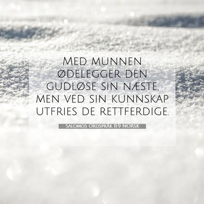 Picture 07 - Salomos Ordspråk 11:9 NORSK - Med munnen ødelegger den gudløse sin næste, - Bible Verse Picture