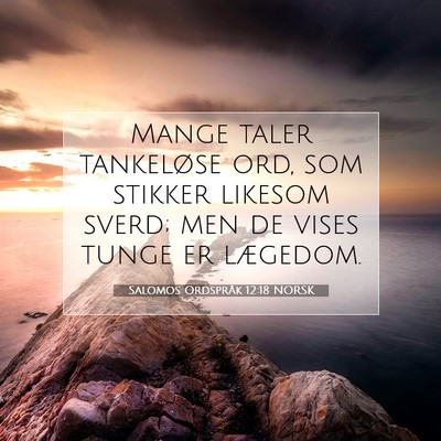 Picture 07 - Salomos Ordspråk 12:18 NORSK - Mange taler tankeløse ord, som stikker likesom - Bible Verse Picture