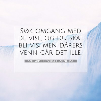Picture 07 - Salomos Ordspråk 13:20 NORSK - Søk omgang med de vise, og du skal bli vis; men - Bible Verse Picture