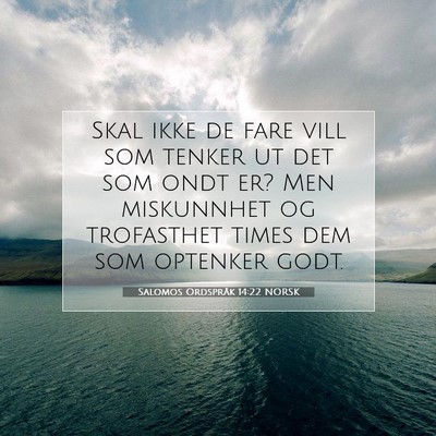 Picture 07 - Salomos Ordspråk 14:22 NORSK - Skal ikke de fare vill som tenker ut det som ondt - Bible Verse Picture